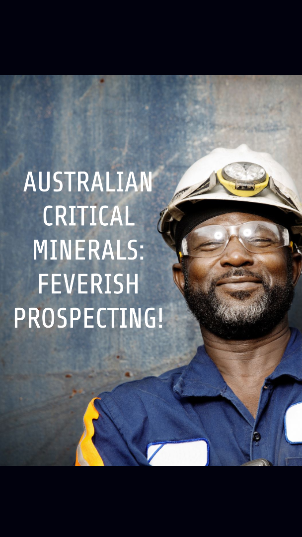 Australian Critical Minerals A featured image for a blog post on exciting mining prospects, with a feverish miner wearing a yellow vest